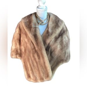 Vintage Genuine Mink Cape Light Tan/Blonde
